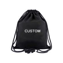 reusable eco friendly black canvas storage bag reusable printed logo cotton drawstring bag for sale